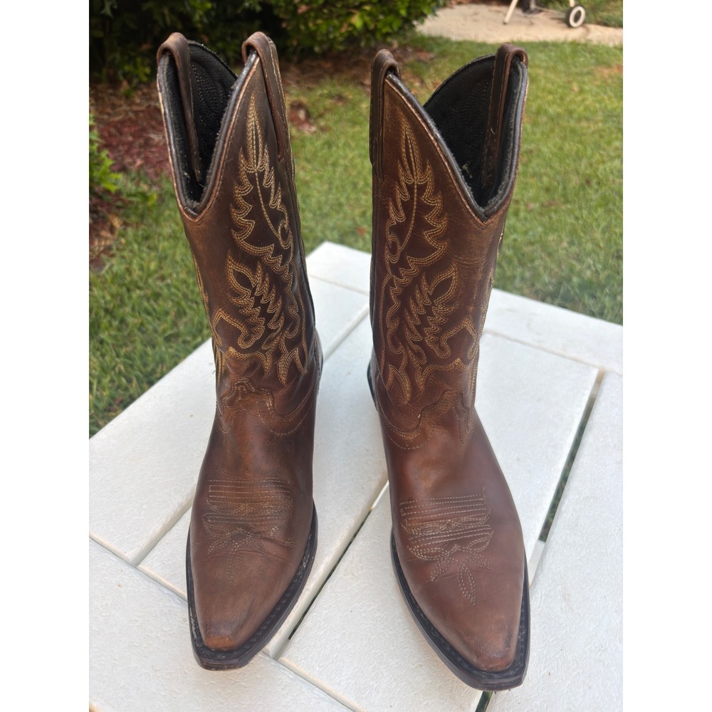 Laredo Brown Leather Western Cowboy Boots Pointed Toe 51094 Mens 7 M - Picture 2 of 6